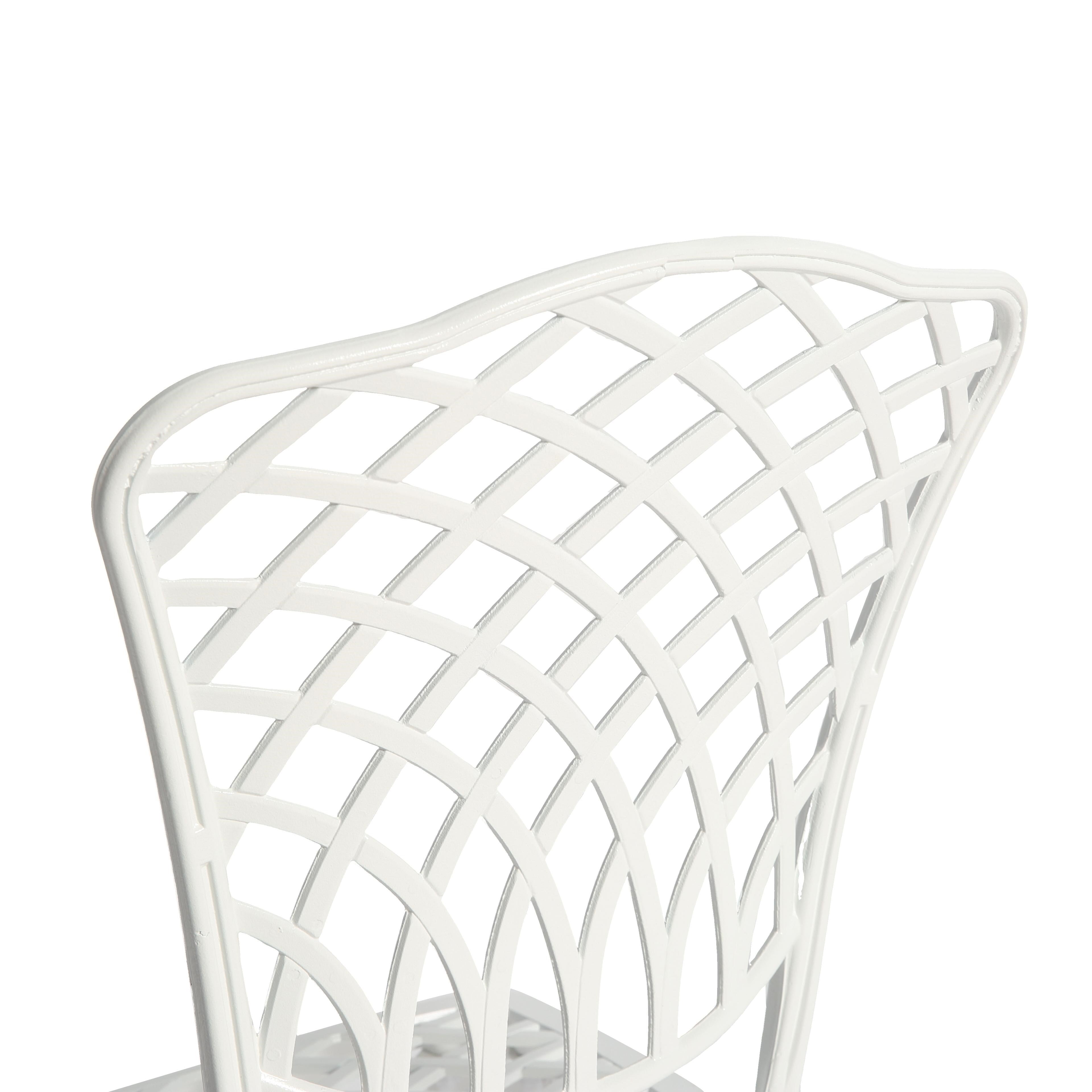 3-Piece Bistro Set with 2 Chairs and 1 Round Table, Adjustable Foot Caps, Classical Design, Rustproof Cast Aluminum Patio Furniture, White