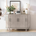 Modern Curved Sideboard, 47.2-Inch Decorative Storage Cabinet with 4 Doors and Adjustable Shelves for Living Room, Kitchen, Bedroom, Hallway, 47.24" x 15.75" x 32.28", Champagne