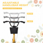 Youth Scooter, Kick Scooter with Adjustable Handlebars, Double Brakes, 16" Inflatable Rubber Tires, Basket, Cupholder, Orange