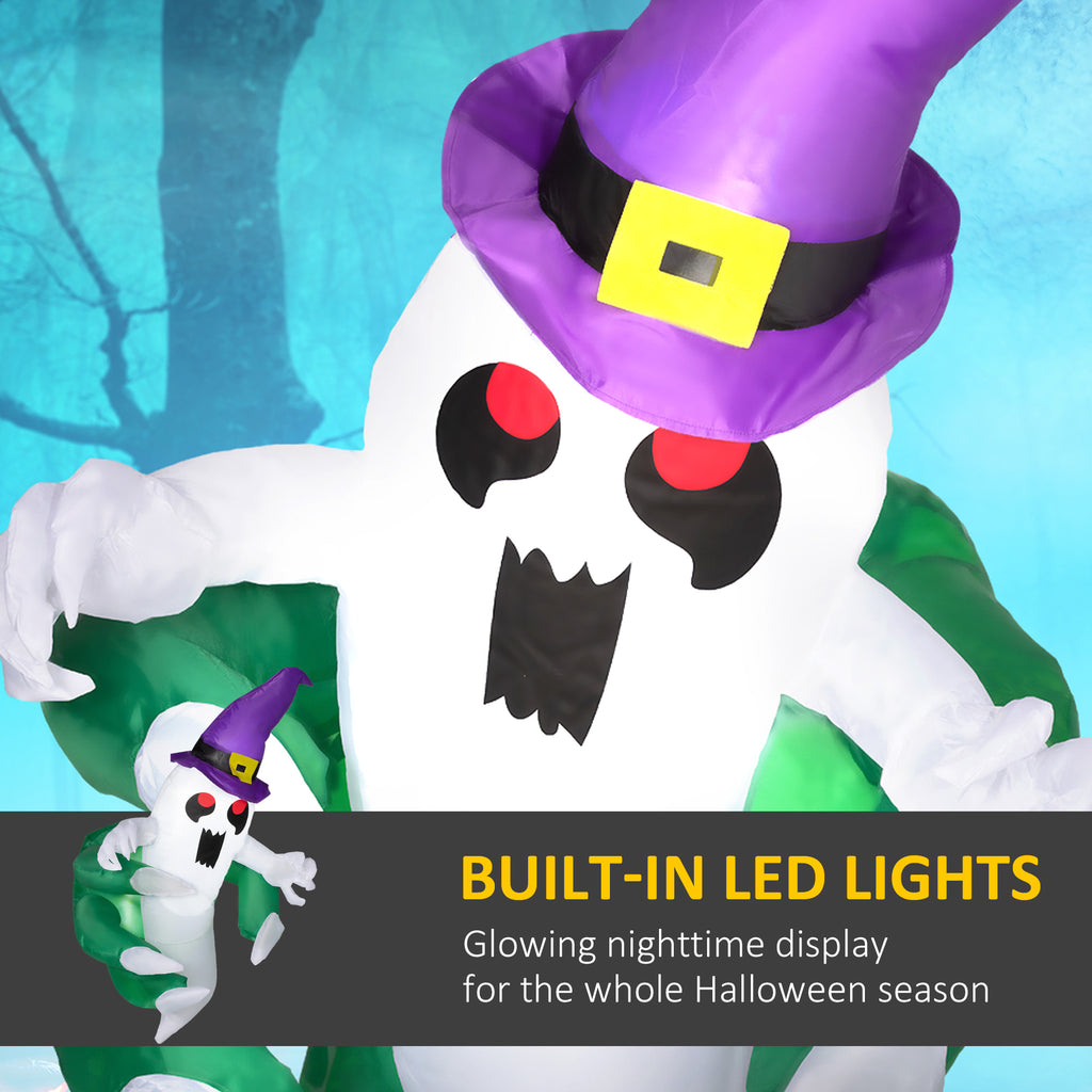 3.9ft Inflatable Halloween Window Sticker Ghost, Blow Up LED Display for Garden Indoor Outdoor