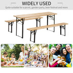 6' Portable Picnic Table and Bench Set, Outdoor Wooden Folding Camping Dining Table Set for Patio Garden Outdoor Activities