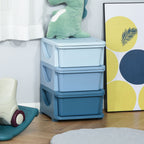 3 Tier Kids Storage Unit, Toy Organizers and Storage with 3 Drawer for Bedroom Nursery Living Room for Boys Girls, Blue