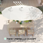 Double Sided Patio Umbrella, 9.7' Large Outdoor Market Umbrella with Push Button Tilt and Crank, 3 Air Vents and 12 Ribs, for Garden, Deck, Pool, White