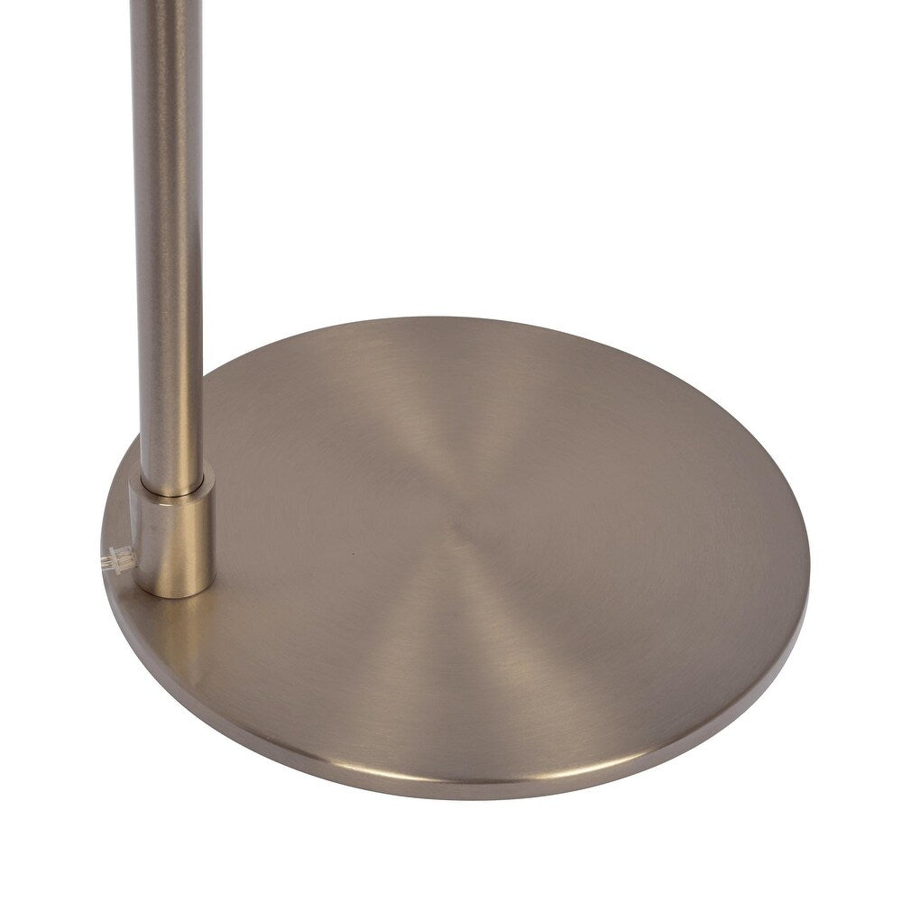 Serene Brushed Nickel Floor Lamp with Rotary Switch, Metal Base, White Linen Shade, 20" L x 20" W x 61" H, White