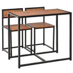 3-Piece Industrial Dining Table Set for 2, Kitchen Table and Chairs, Dining Room Sets for Small Spaces, Rustic Brown