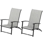 Set of 2 Outdoor Dining Chairs with High Back, Armrests, Folding Patio Chairs for Patio, Lawn, Camping, Gray