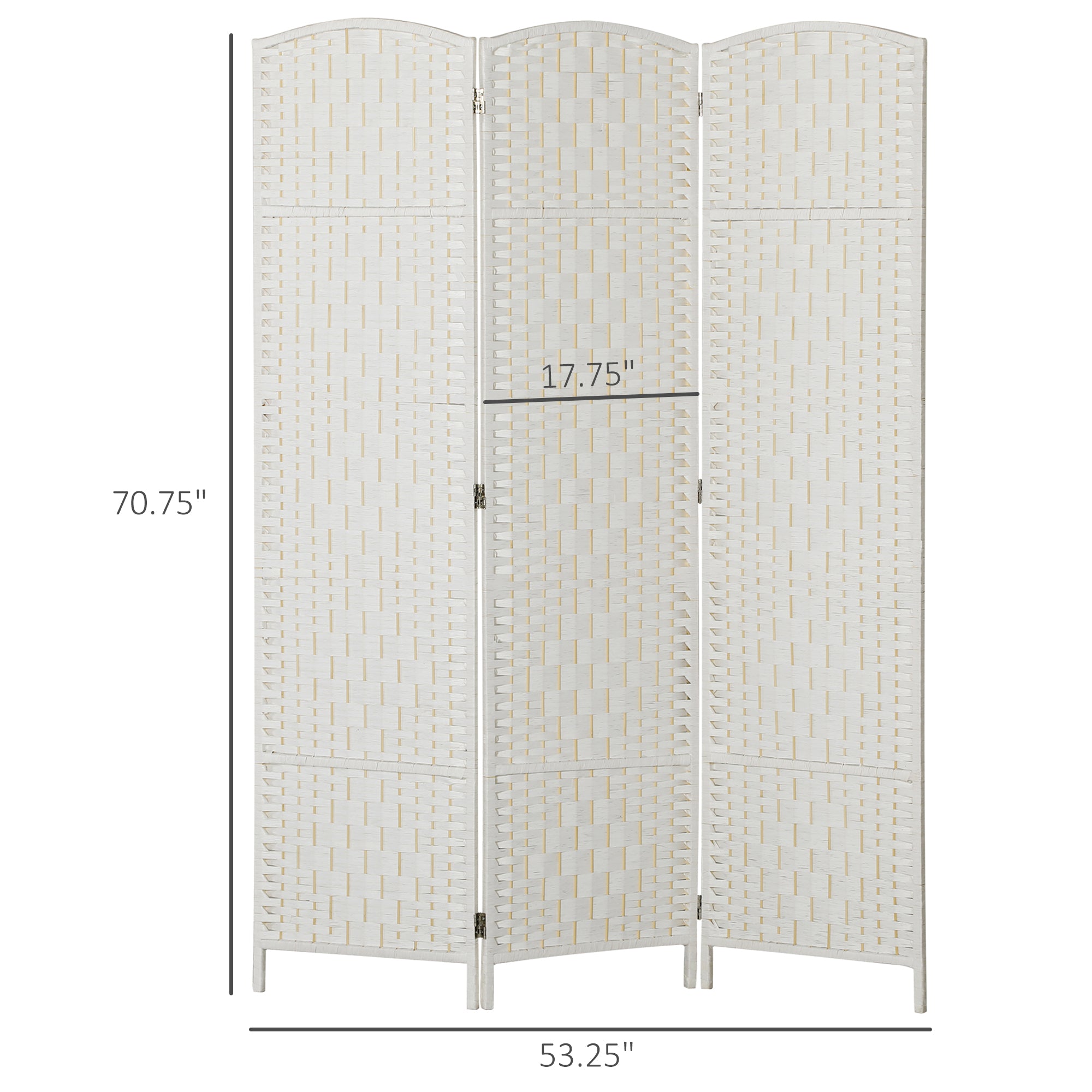 Room Divider, 3 Panel Folding Privacy Screen, 6FT Tall Portable Weave Partition Wall Divider for Bedroom, White