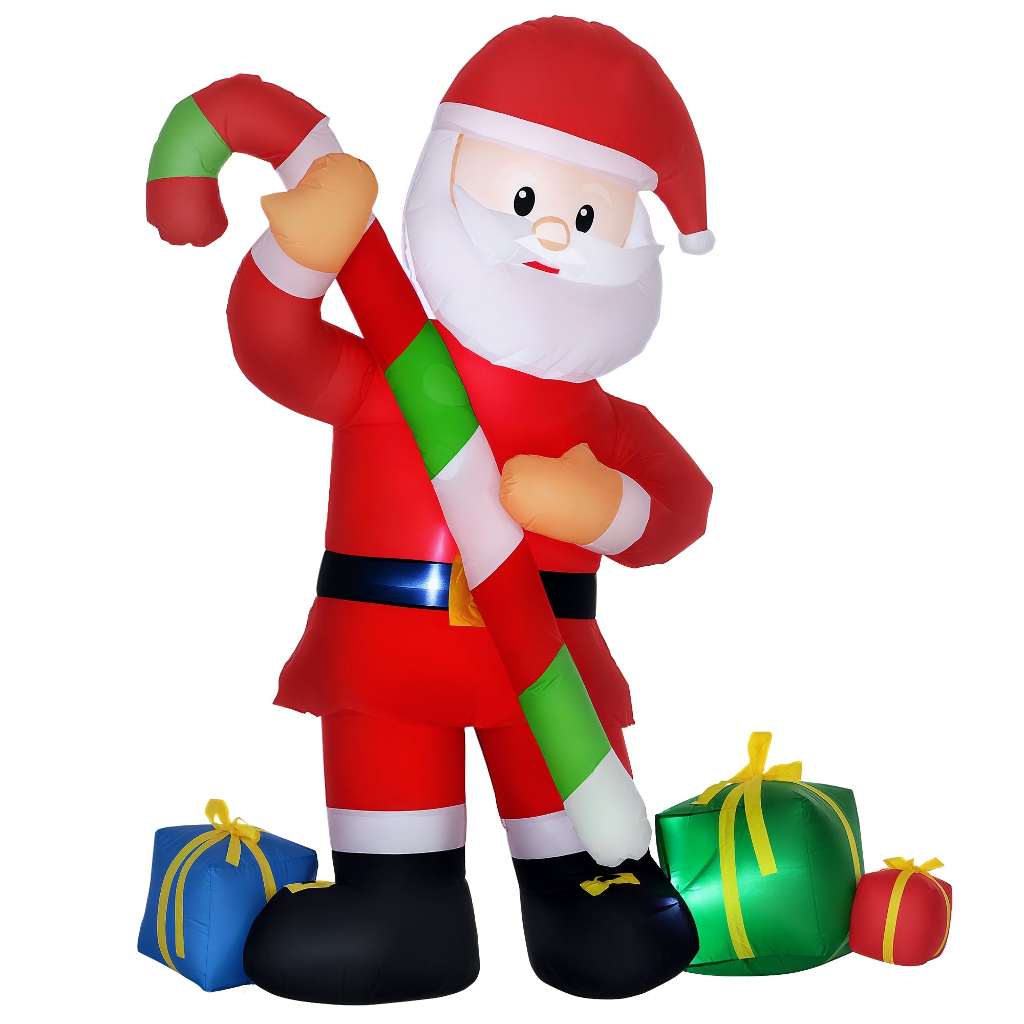 6ft Christmas Inflatables Outdoor Decorationss Decorations Santa Claus with Candy Cane, Blow-Up LED Yard Christmas Decor