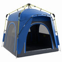 3 Person Pop Up Camping Tent Quick Setup Automatic Hydraulic Family Travel Tent w/ Windows Doors Carry Bag, Blue