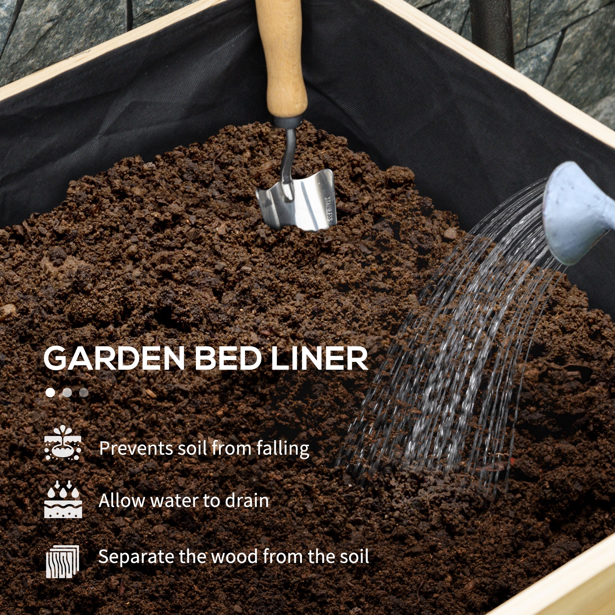 Wooden Raised Garden Bed, Large Elevated Planter Box with Legs, Bed Liner and Drain Holes, 7.4' x 1.8' x 2.6', Natural