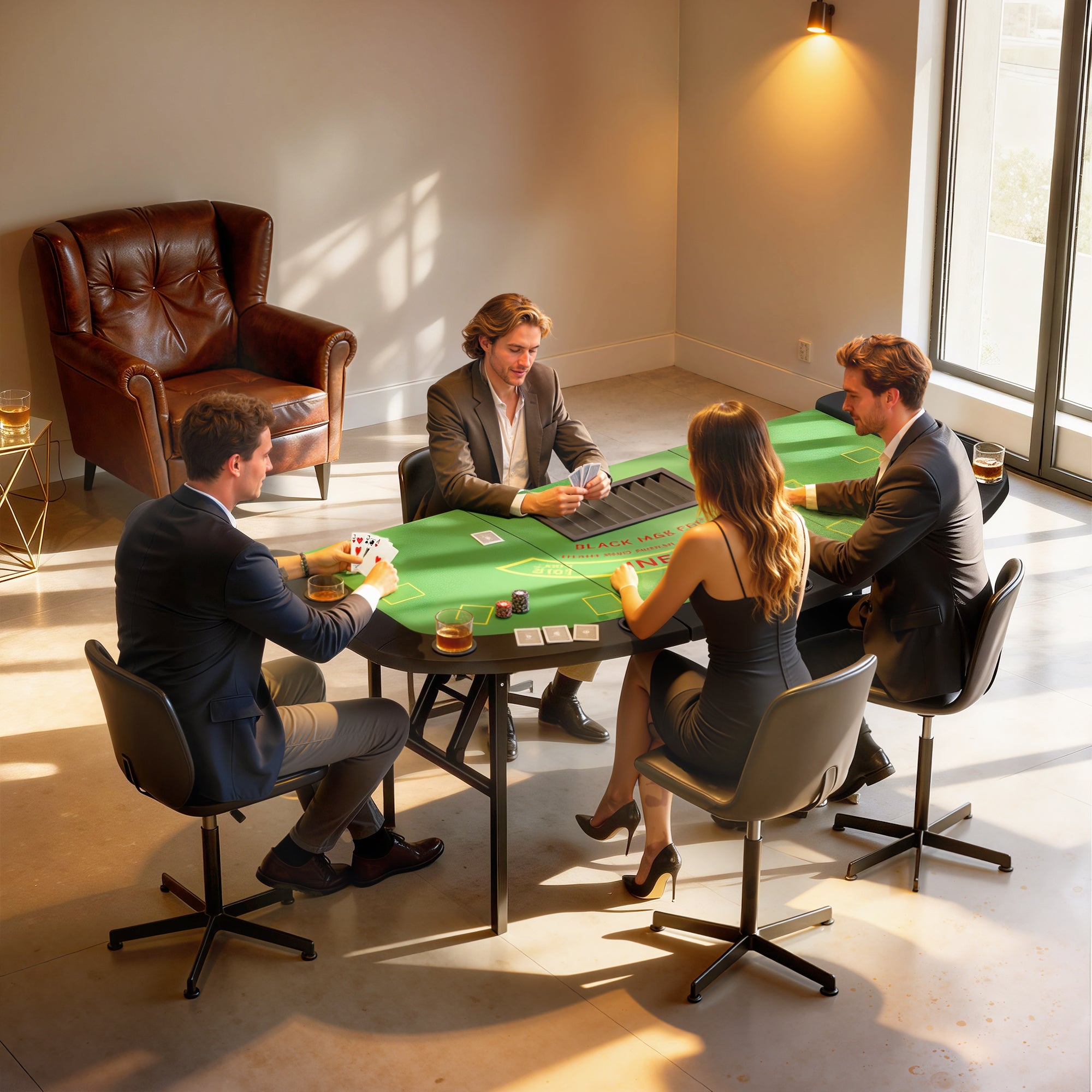 Poker Table Foldable, 72" Portable Casino Blackjack Table for 8 Players with Felt Surface, Cup Holders, Green