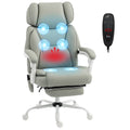 High Back Vibration Massage Office Chair Heated Reclining Computer Chair w/ Footrest, Swivel Wheels, Remote, Light Gray