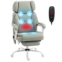 High Back Vibration Massage Office Chair Heated Reclining Computer Chair w/ Footrest, Swivel Wheels, Remote, Light Gray