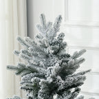 4.5' Artificial Flocked Christmas Trees, with Snow Frosted Branches, Auto Open, Steel Base