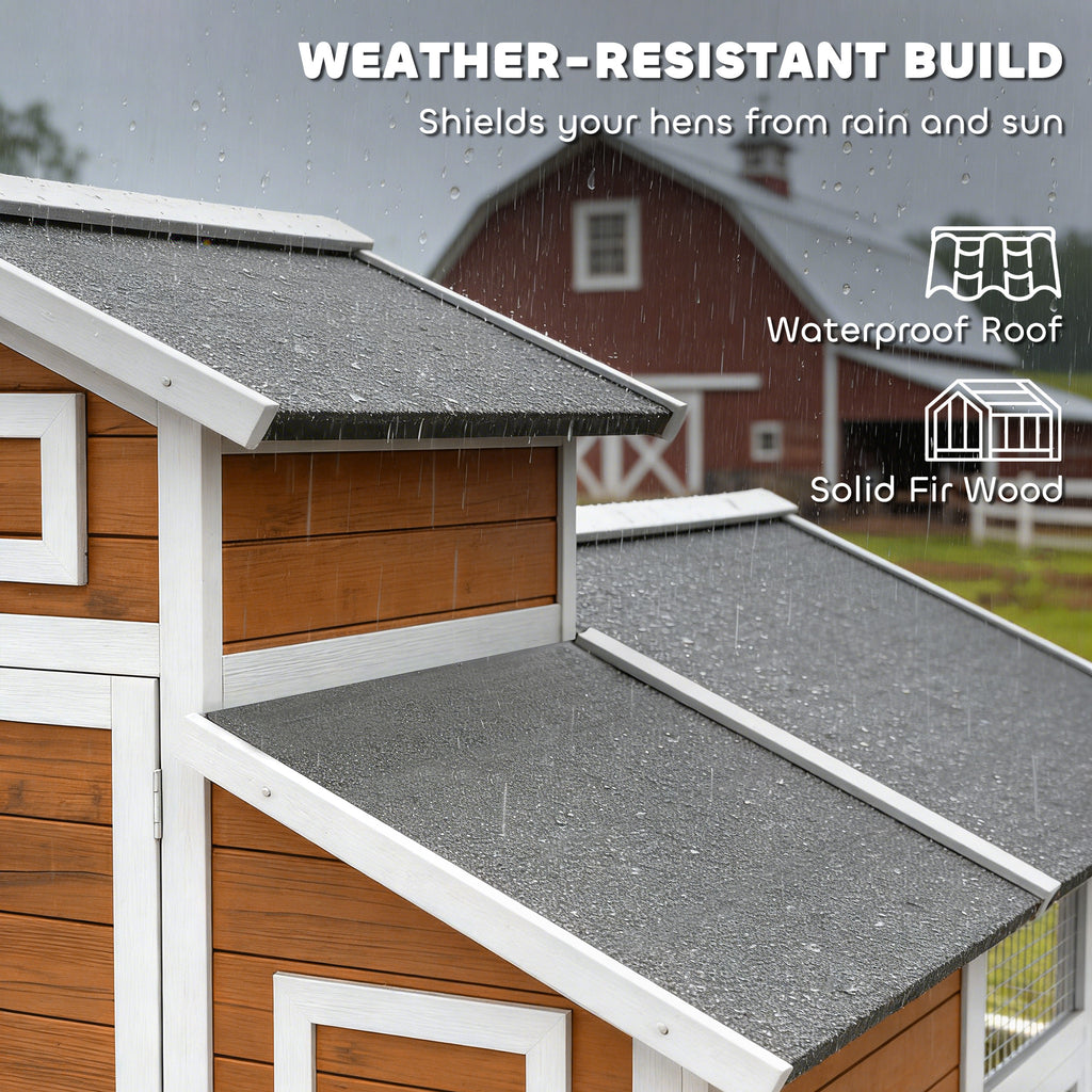 79"L Chicken Coop with Run for 6 Chickens, Wooden Chicken House with Nesting Boxes and Pull-Out Tray