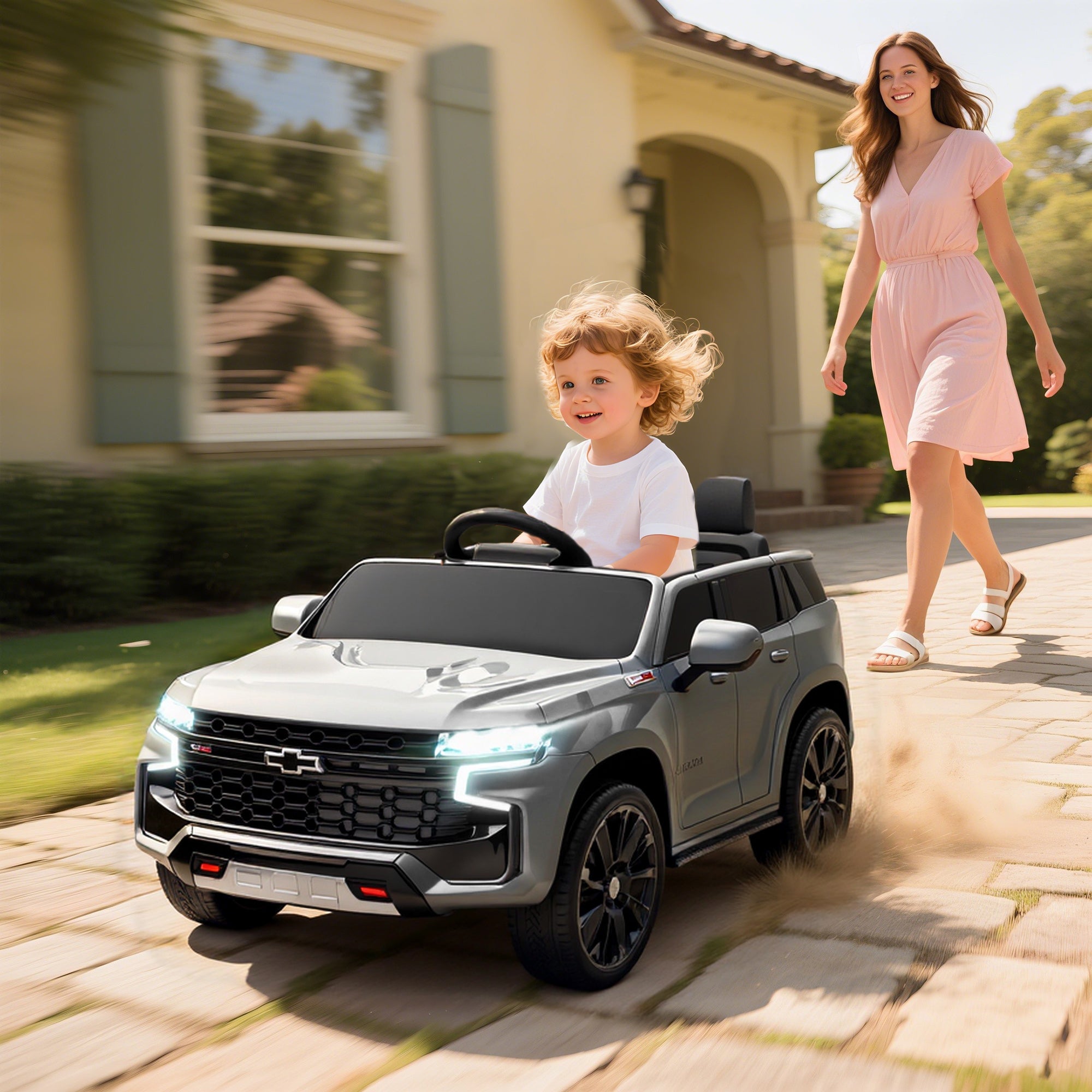 Electric Ride on Car 12V Kids Ride-on Toy, Gray