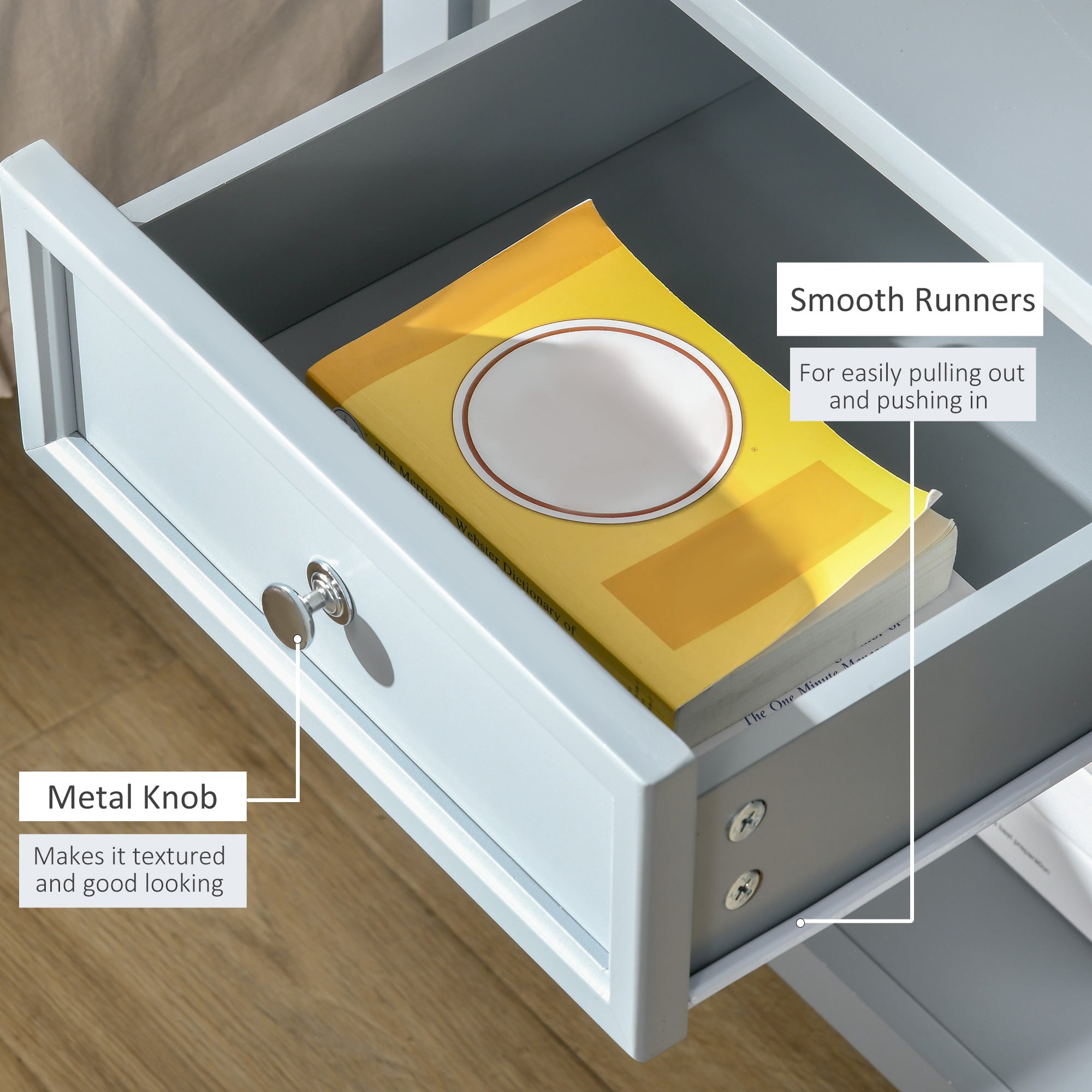 Sofa Side Table, Accent End Table with Storage Drawer and Bottom Shelf for Living Room,Gray