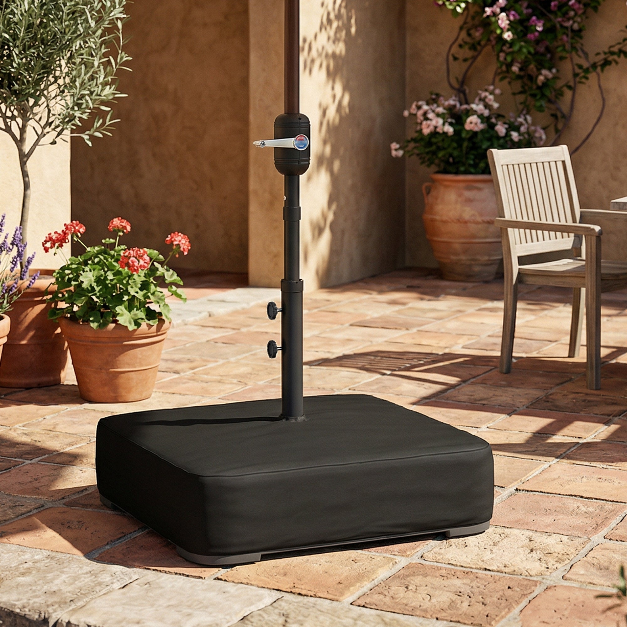 Garden Parasol Base 176 lbs Sand Filled Heavy Duty Stand for Cantilever Umbrellas and 1.9" Poles Black