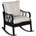 Outdoor Wicker Rocking Chair with Padded Cushions, Aluminum Furniture Rattan Porch Rocker Chair w/ Armrest for Garden, Patio, and Backyard, Khaki