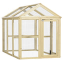 Wooden Chicken Run, Combinable Design with Perches, 4.6' x 2.8', Nature Wood