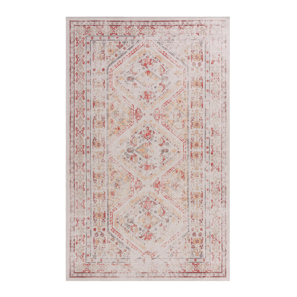 3x5 Non-Slip Machine Washable Area Rug with Low-Pile, Non-Shedding Kid and Pet Friendly Carpet, 36" L x 60" W x 0.15" H, Beige