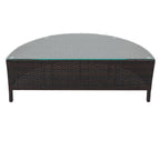 5 Piece Half-Moon Patio Sectional with Glass Table, All-Weather Wicker Sofa with Thick Cushions, 47.5" L x 27" W x 27" H, Grey