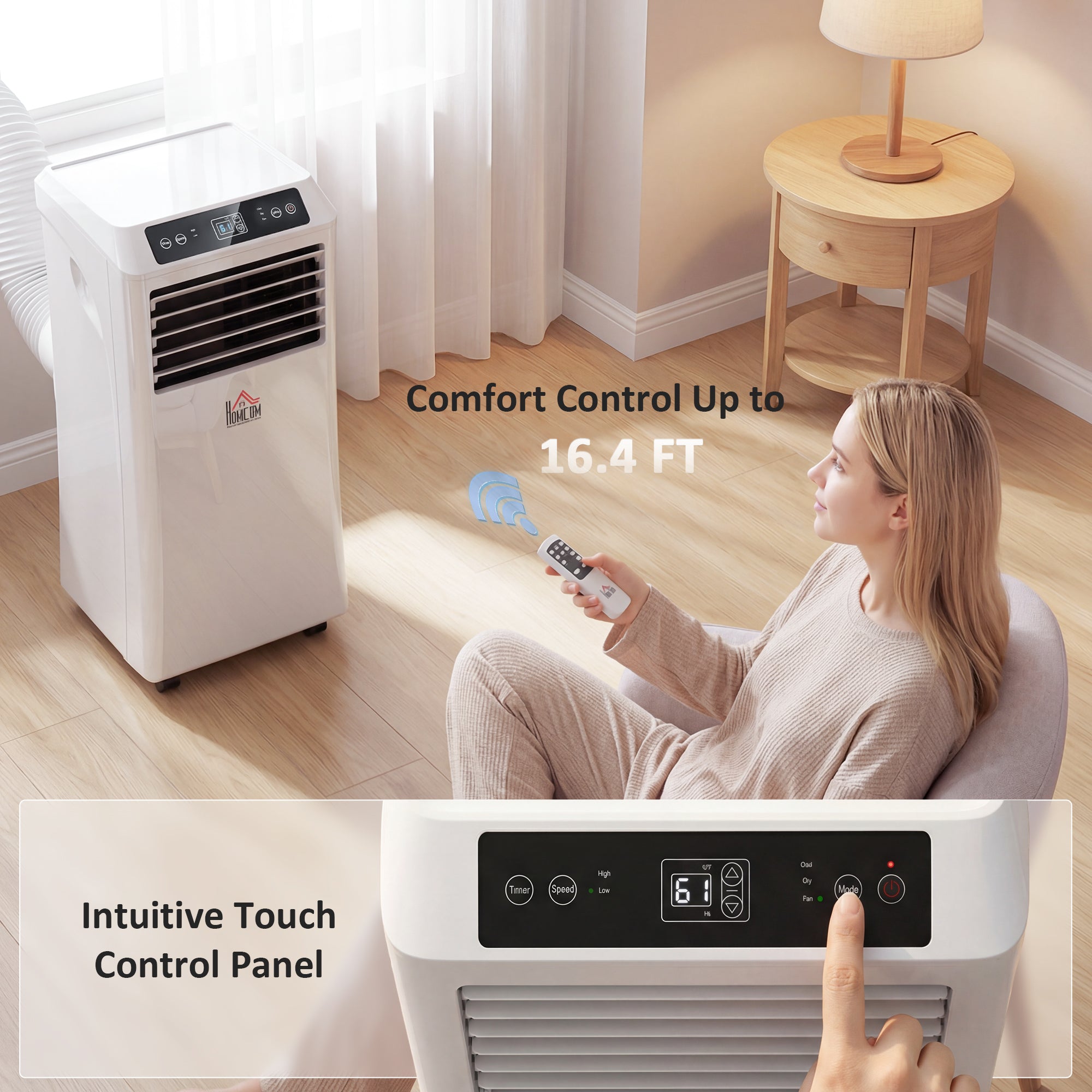 10000 BTU Mobile Portable Air Conditioner with Cooling, Dehumidifier and Ventilating, 2 Speed Fans, 24-Hour Timer, White