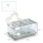 Small Animal Cage for Gerbil or Dwarf Hamster w/ Tubes, Exercise Wheel, Food Dish, Water Bottle, 23" x 13" x 12", Gray