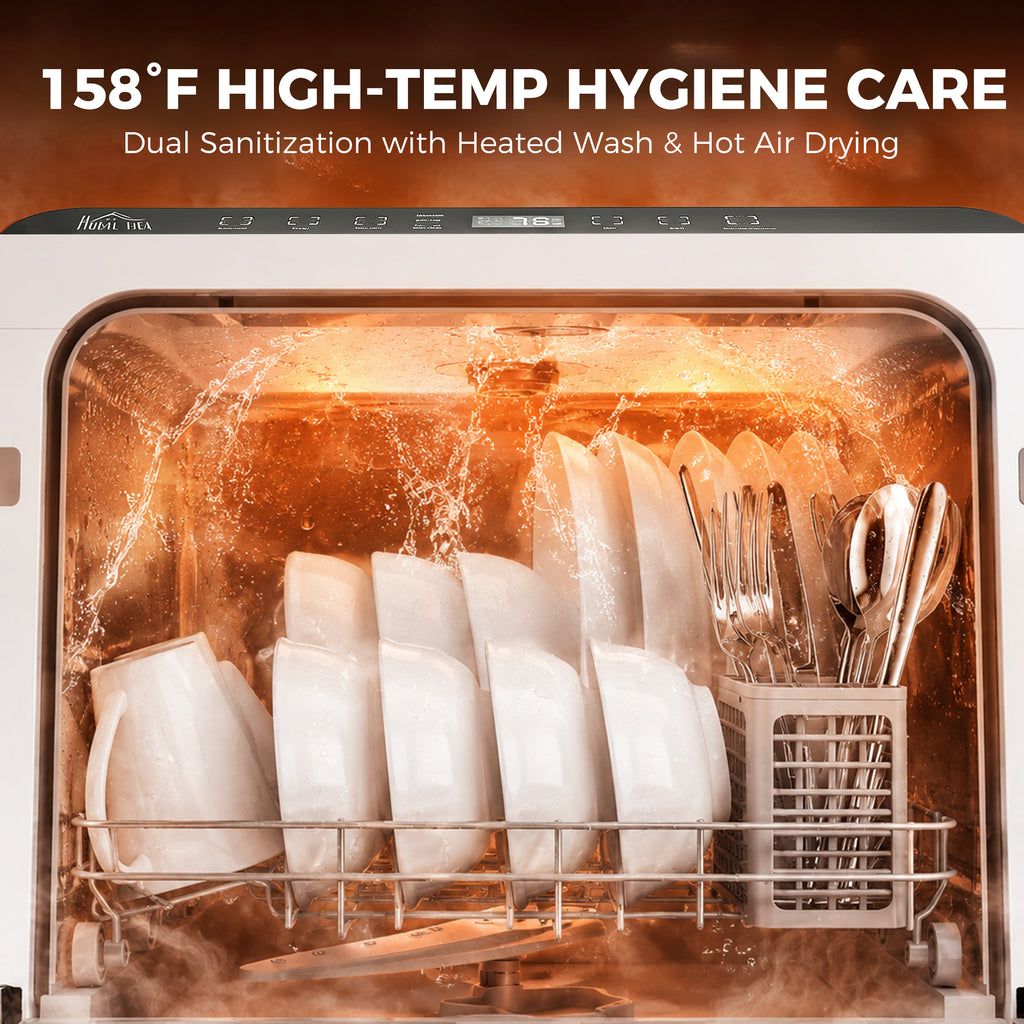 Countertop Dishwasher, Portable Mini Dishwasher with 1.6 Gal Built-in Water Tank, 5 Washing Programs, Air-Dry Function