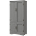 Accent Floor Storage Cabinet Kitchen Pantry with Adjustable Shelves and 2 Lower Doors, Gray