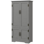 Accent Floor Storage Cabinet Kitchen Pantry with Adjustable Shelves and 2 Lower Doors, Gray