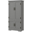 Accent Floor Storage Cabinet Kitchen Pantry with Adjustable Shelves and 2 Lower Doors, Gray