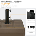 Umbrella Stand for 1.5", or 1.9" Umbrella Poles, Fillable Umbrella Base, Brown