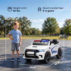 Licensed Ride On Police Car for Kids with 2 Seater, Remote, Suspension, Flashing Lights, Siren for Ages 3-6, White
