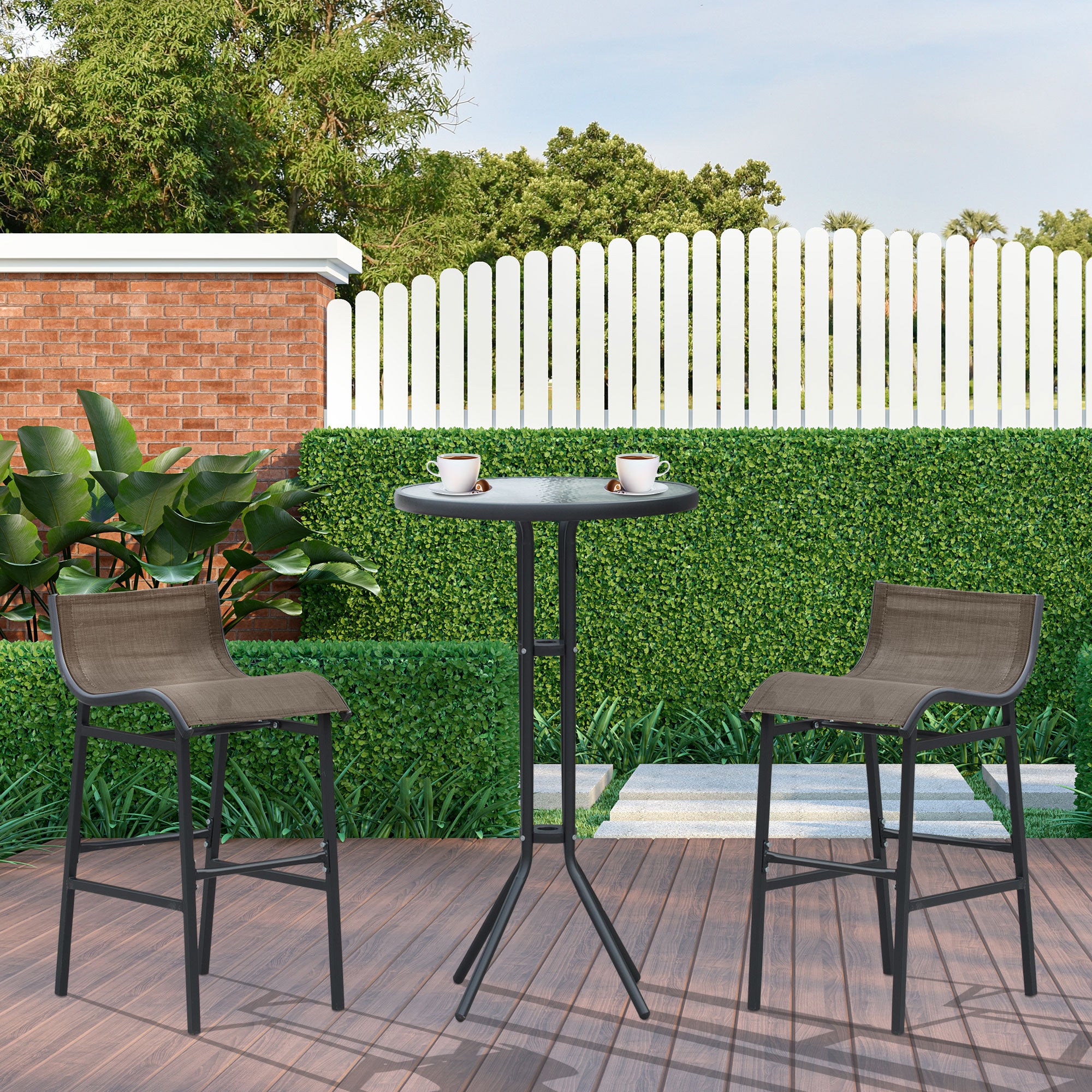3 Piece Bar Height Outdoor Bistro Set for 2, Tan