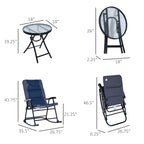 3 Piece Outdoor Folding Rocking Chair and Table Set - Blue and Gray