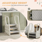 Adjustable 3 Step Toddler Tower with Handles, Non-slip Surface & Foot Pads, Gray