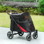 One-Click Foldable Dog Stroller for M, L Dogs, Pet Stroller, Black