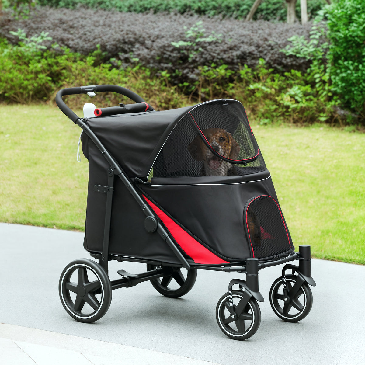 One-Click Foldable Dog Stroller for M, L Dogs, Pet Stroller, Black