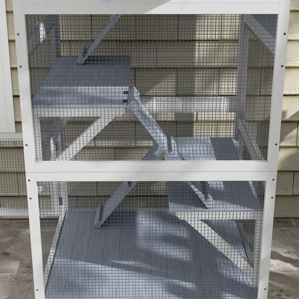 Catio, Outdoor Cat Enclosure House on Wheels with Hammock, Gray