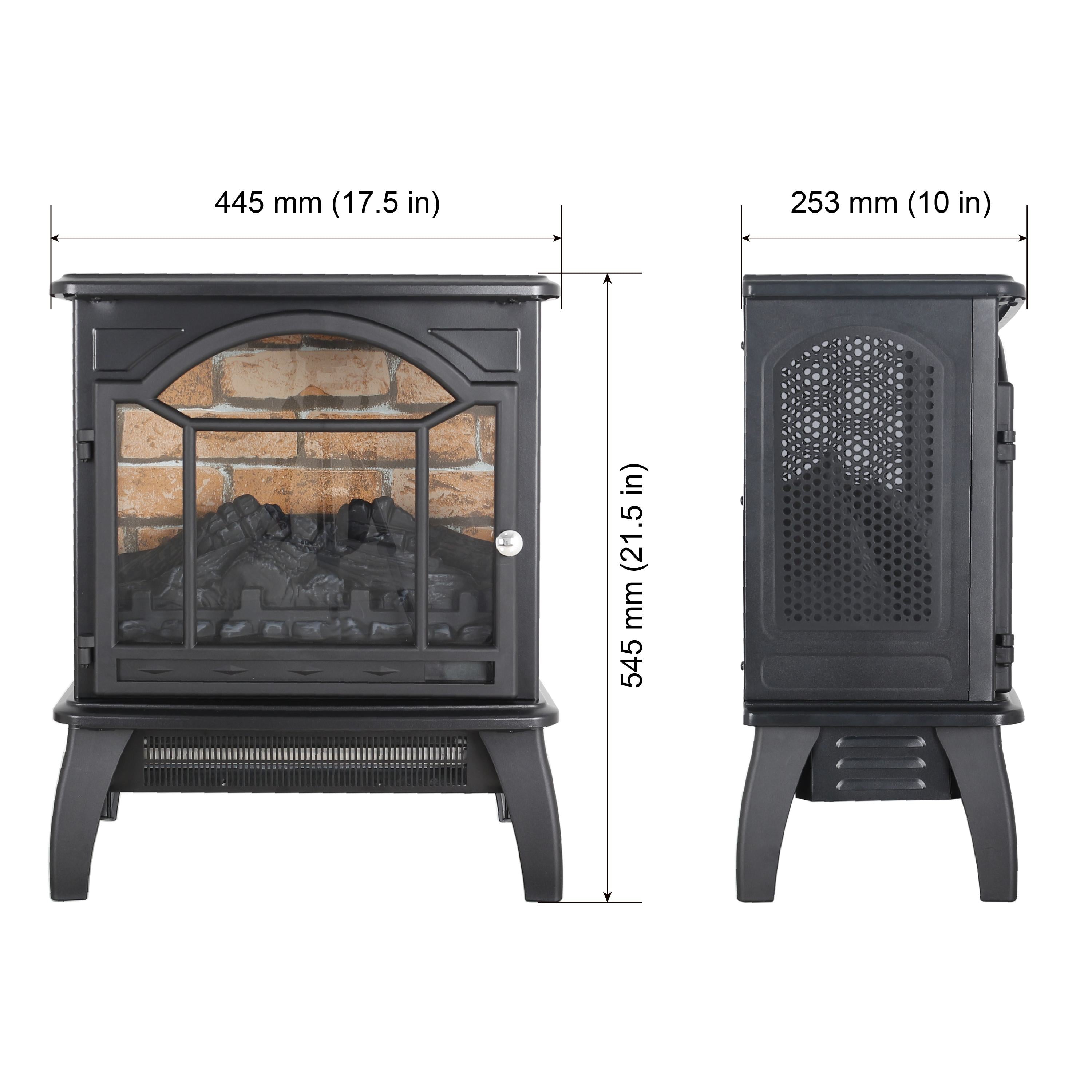 18" 3D Flame Electric Infrared Quartz Fireplace Stove with Remote Control, Overheat Protection, Free-Standing Design, Antique Black