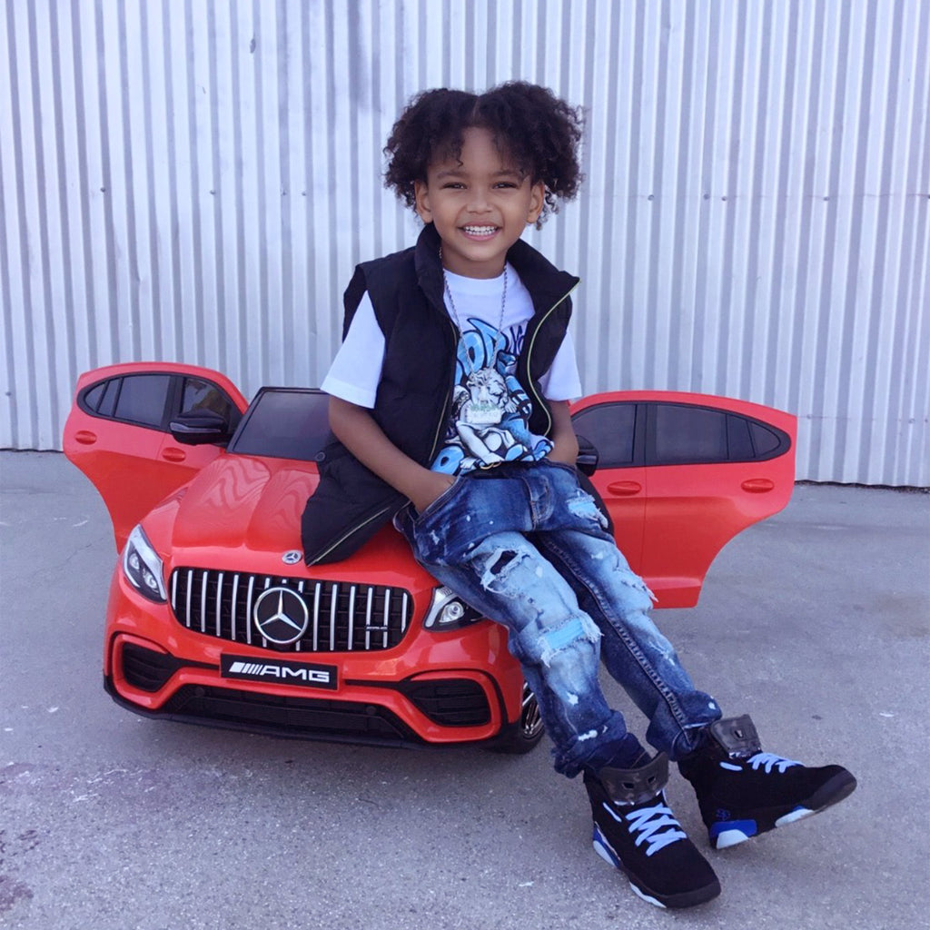12V Toddler Ride On Car with Remote Control, AMG GLC63S Coupe, Electric Car with 2 Speed, MP3 Player, Light, Horn, Songs, Suspension, Red