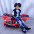 12V Toddler Ride On Car with Remote Control, AMG GLC63S Coupe, Electric Car with 2 Speed, MP3 Player, Light, Horn, Songs, Suspension, Red