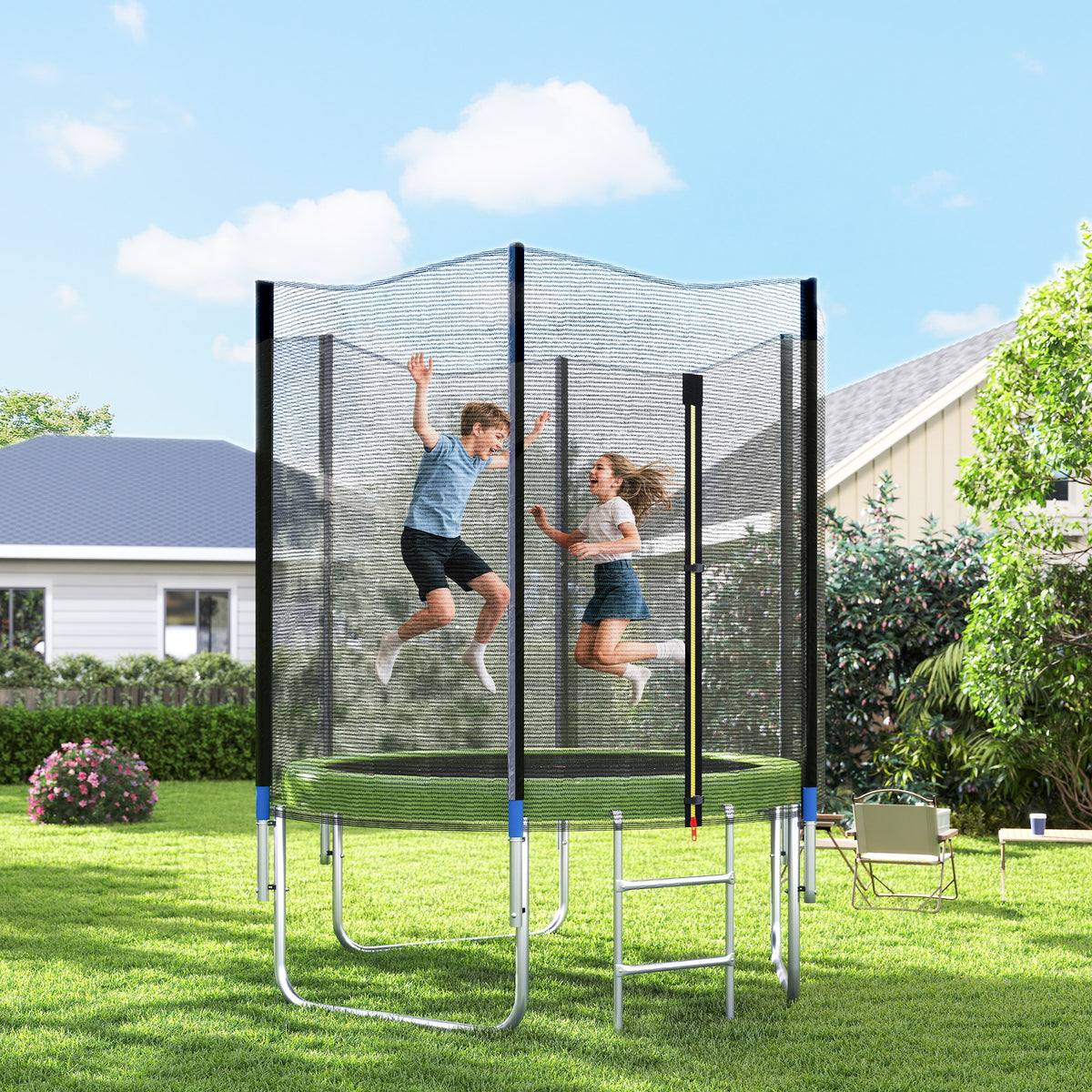 14FT Trampoline Spring Cover, Safety Trampoline Pad Replacement, Waterproof and Tear Resistant, All Weather Trampoline Accessories, No Holes for Pole, Green