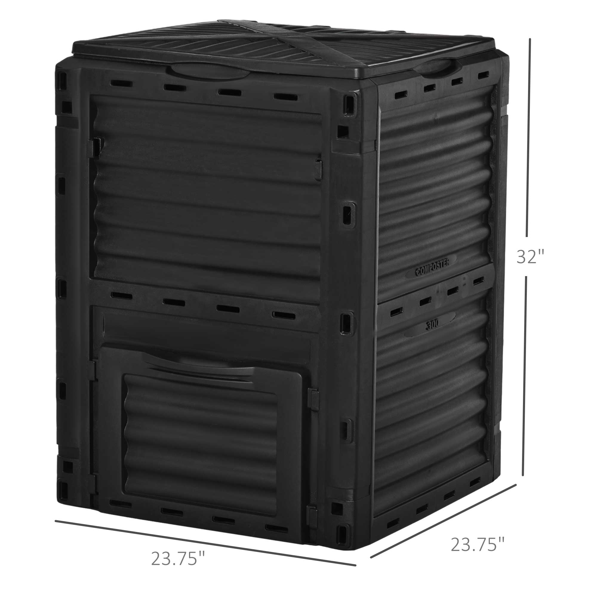 Garden Compost Bin 80 Gallon Outdoor Large Capacity Composter Fast Create Fertile Soil Aerating Box, Black