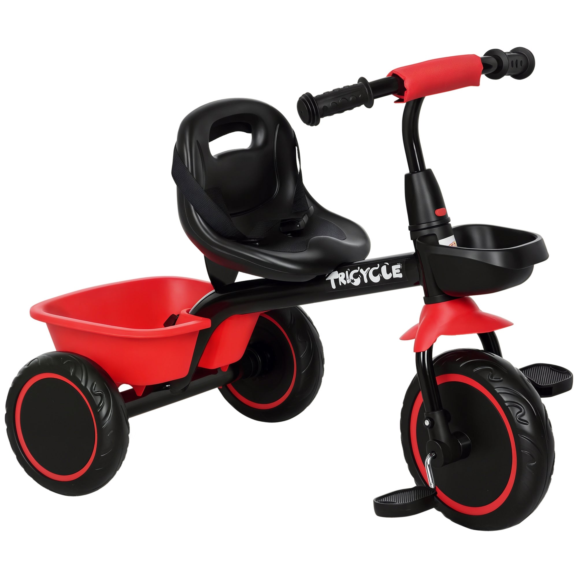 Tricycle for Toddlers Age 2-5 with Adjustable Seat, Toddler Bike with Storage Baskets for Girls and Boys, Red