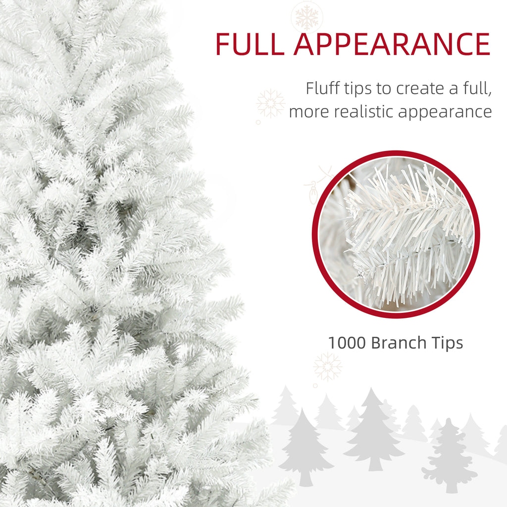 6ft Unlit Artificial White Christmas Tree, Holiday Decor with 1000 Branch Tips, Auto Open and Steel Base