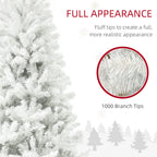 6ft Unlit Artificial White Christmas Tree, Holiday Decor with 1000 Branch Tips, Auto Open and Steel Base