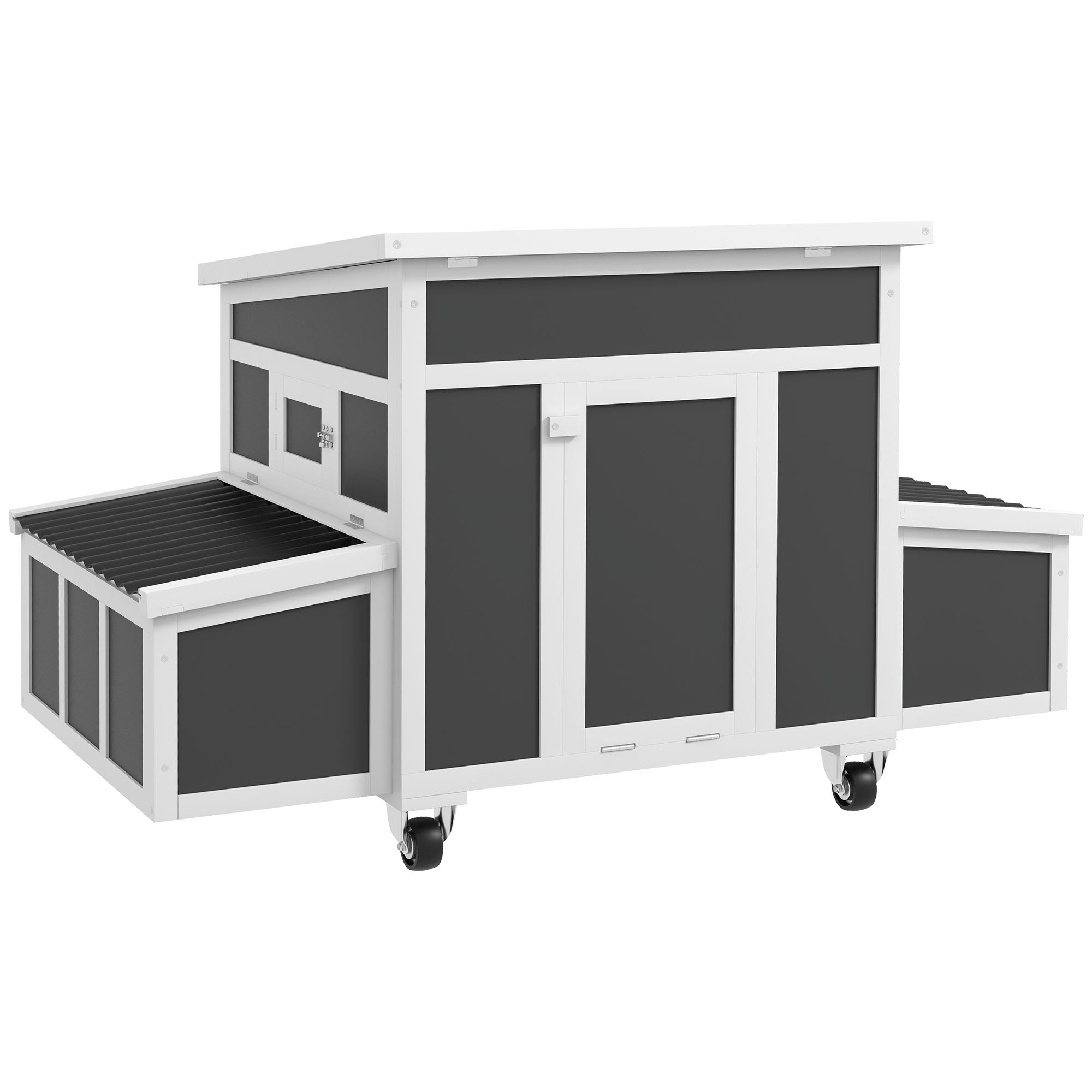 Wooden Chicken Coop with Nesting Box for 6 Chickens, Dark Gray