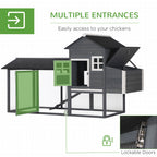 84" Wooden Chicken Coop, Hen House Outdoor with Run Nesting Box, Asphalt Roof, Removable Tray, Ramp, Poultry Cage for 2-3 Chickens, Gray